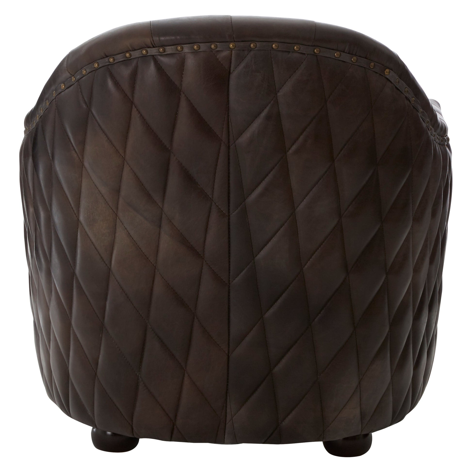 Speakeasy Dark Grey Brown Leather Tub Chair | Bali & Blue