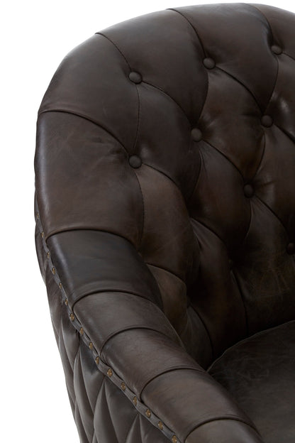 Speakeasy Dark Grey Brown Leather Tub Chair