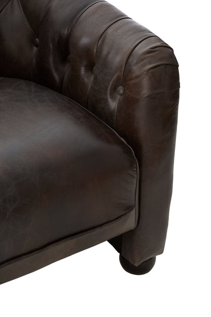 Speakeasy Dark Grey Brown Leather Tub Chair