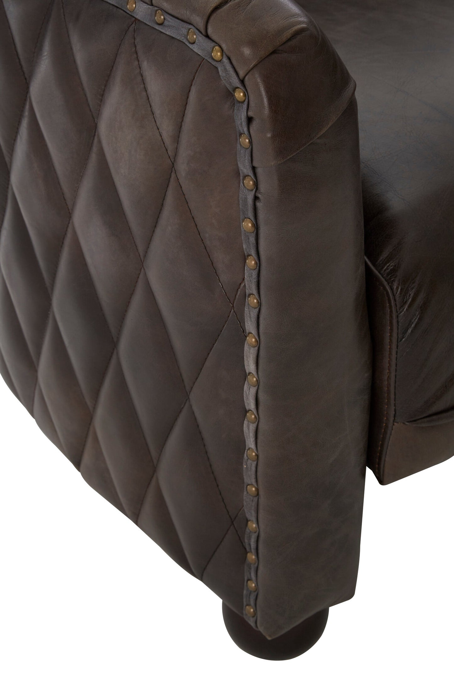 Speakeasy Dark Grey Brown Leather Tub Chair