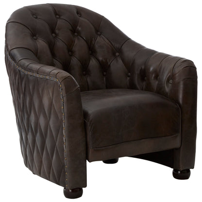 Speakeasy Dark Grey Brown Leather Tub Chair