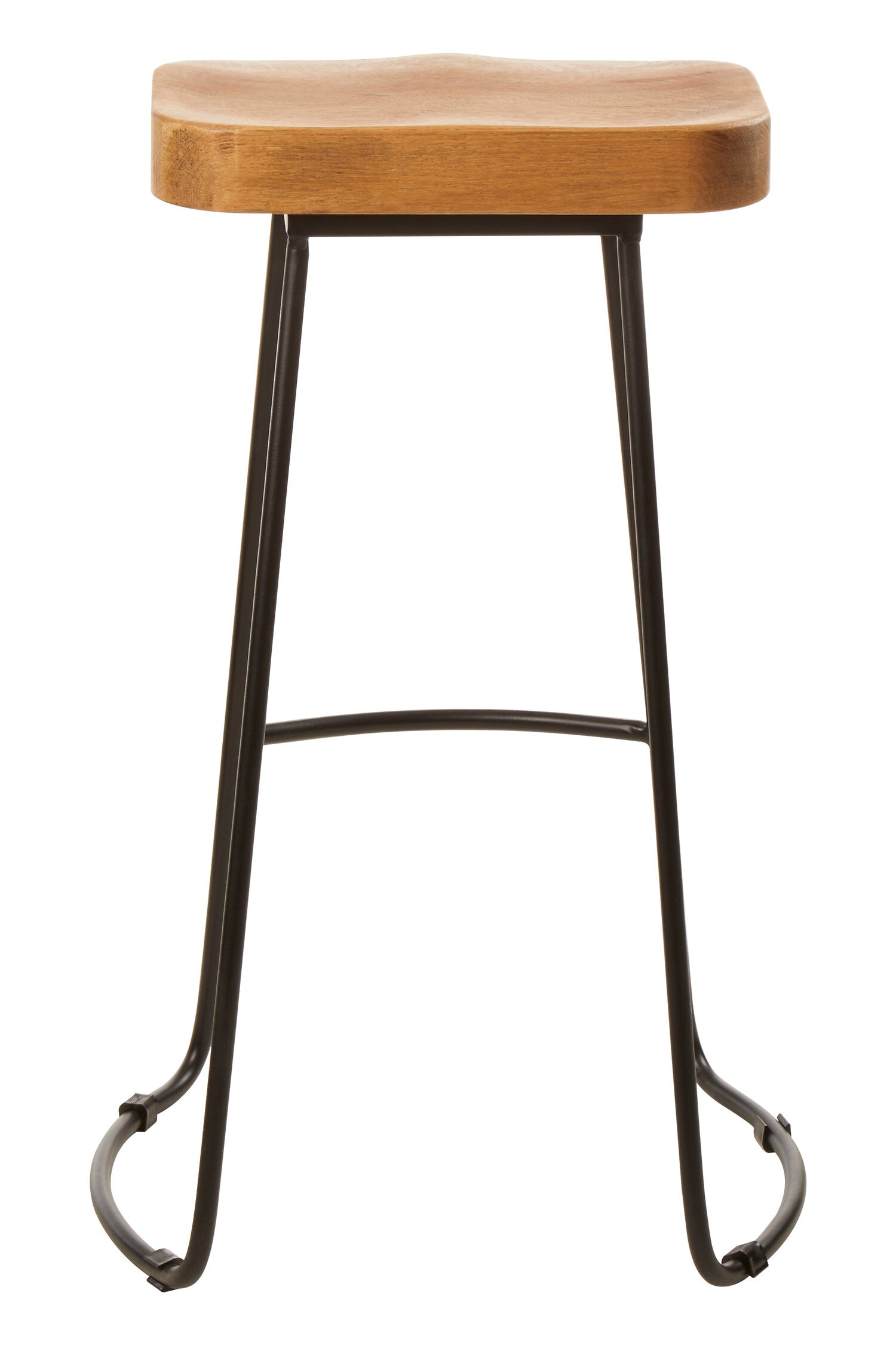 Lourdes Industrial Oak Wood Metal Bar Stool | Bali & Blue