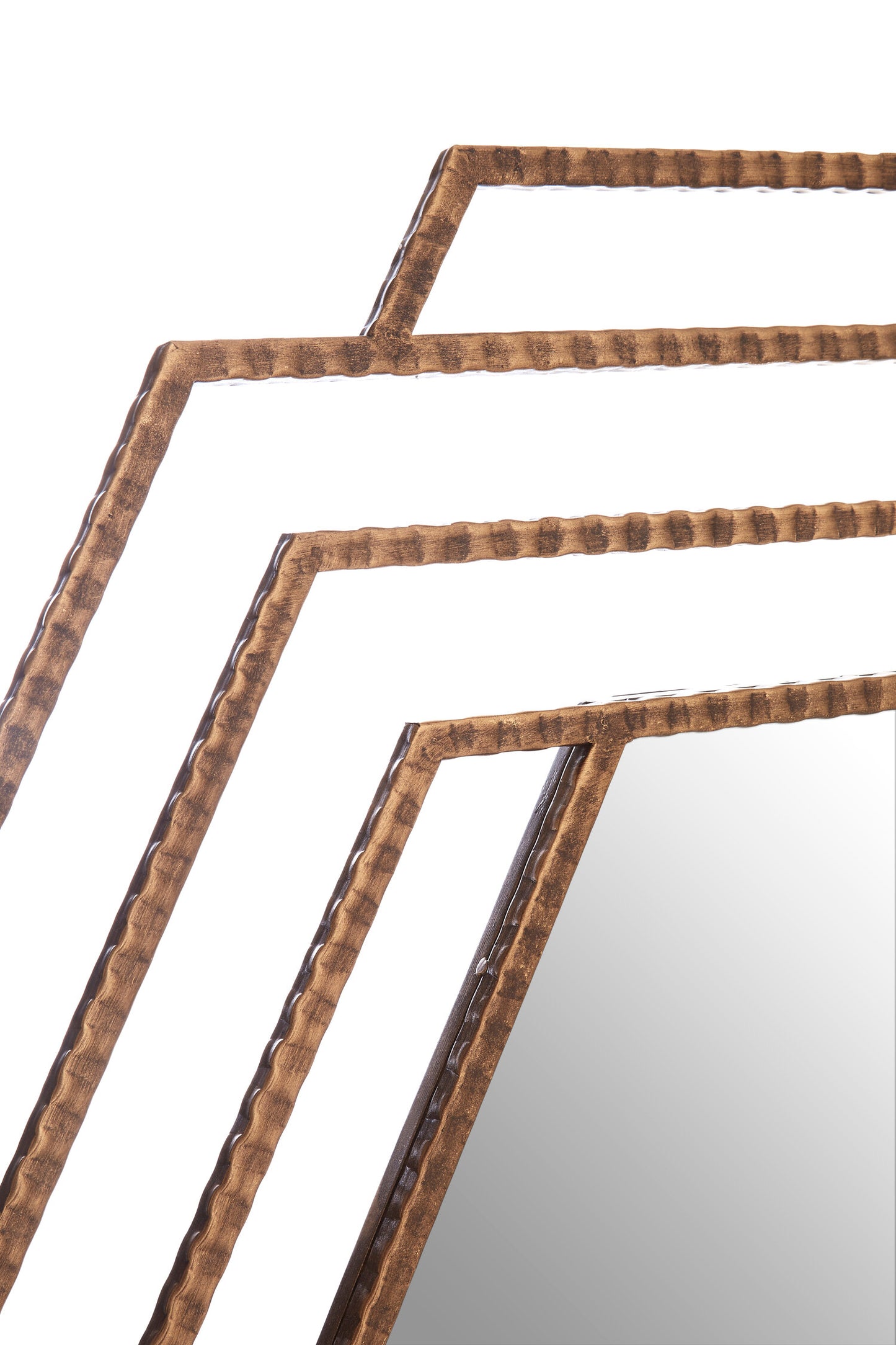 Chrono Industrial Antique Gold Hexagon Wall Mirror