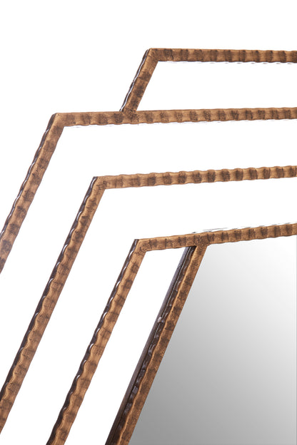 Chrono Industrial Antique Gold Hexagon Wall Mirror