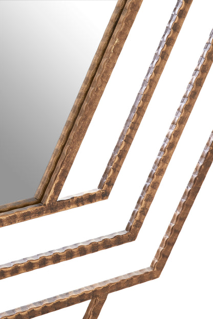 Chrono Industrial Antique Gold Hexagon Wall Mirror