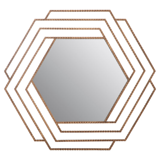 Chrono Industrial Antique Gold Hexagon Wall Mirror