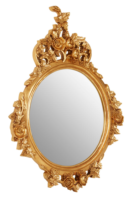Bella Gold Finish Round Wall Mirror