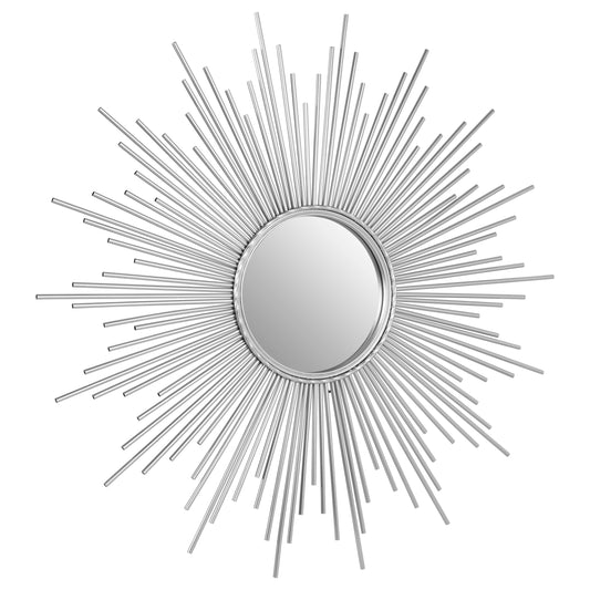Sunburst Silver Finish Wall Mirror