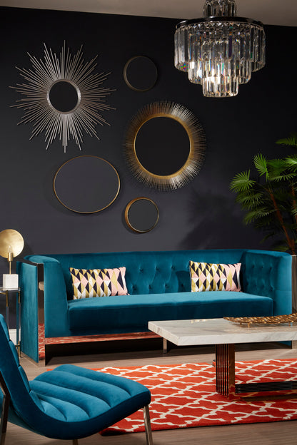 Sunburst Silver Finish Wall Mirror