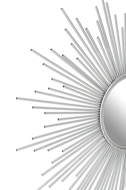 Sunburst Silver Finish Wall Mirror