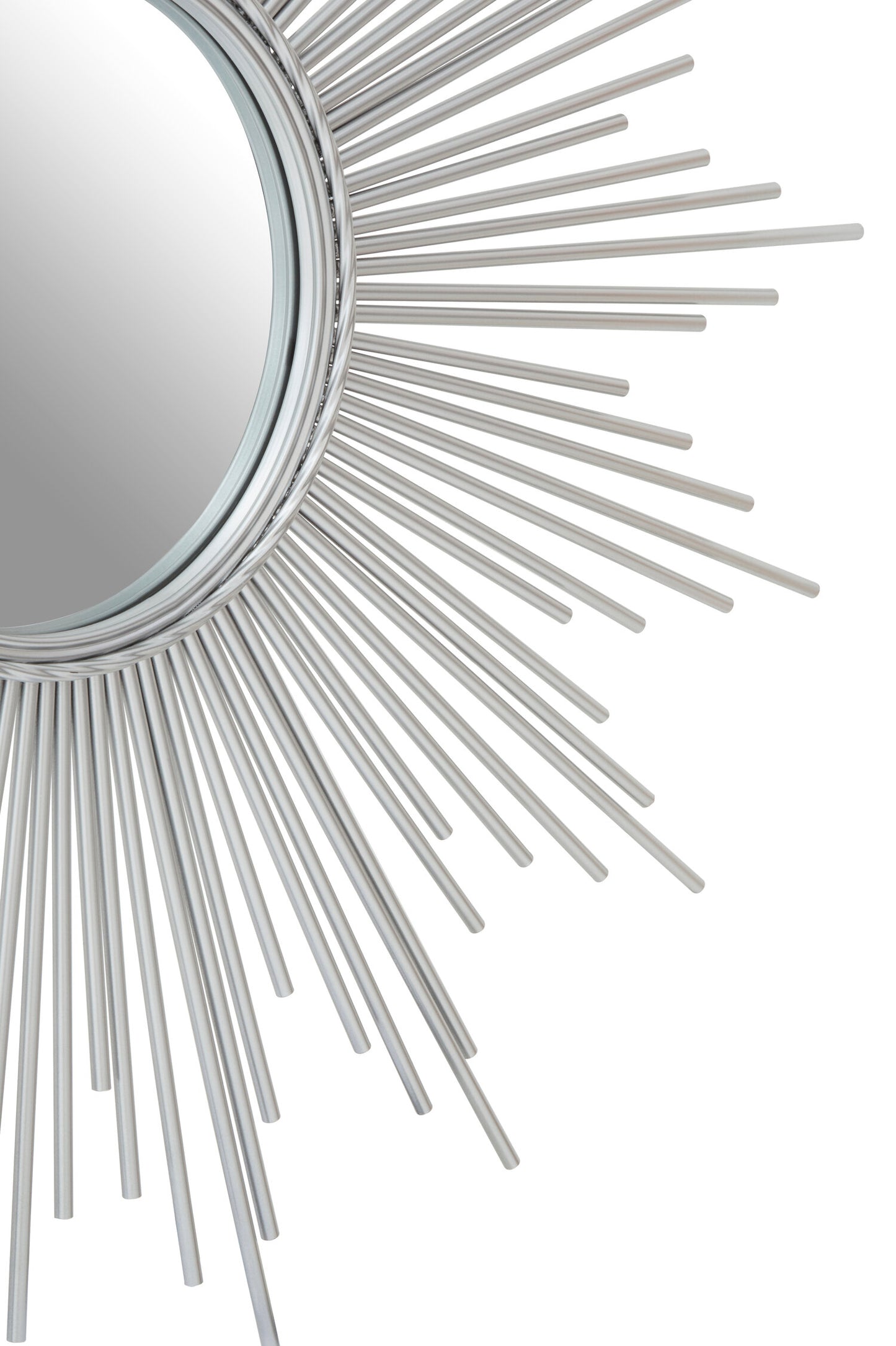 Sunburst Silver Finish Wall Mirror