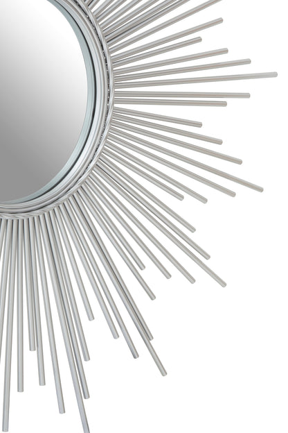 Sunburst Silver Finish Wall Mirror