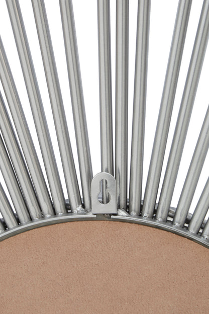 Sunburst Silver Finish Wall Mirror