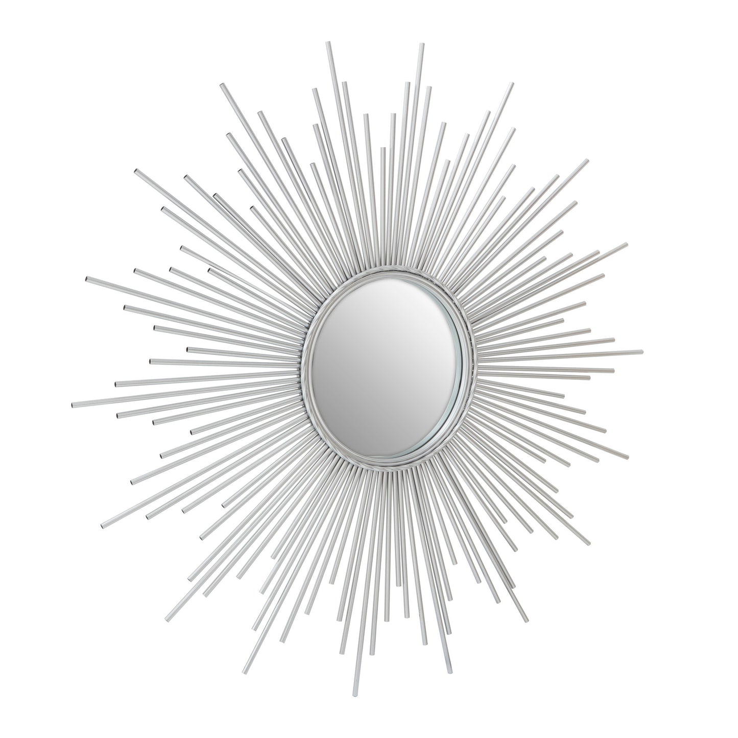Sunburst Silver Finish Wall Mirror