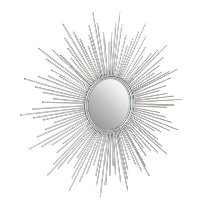 Sunburst Silver Finish Wall Mirror