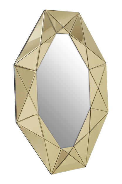 Luxe Faceted Gold Frame Wall Mirror