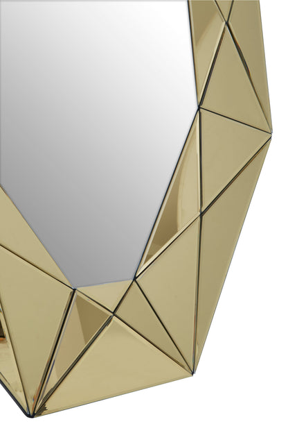 Luxe Faceted Gold Frame Wall Mirror