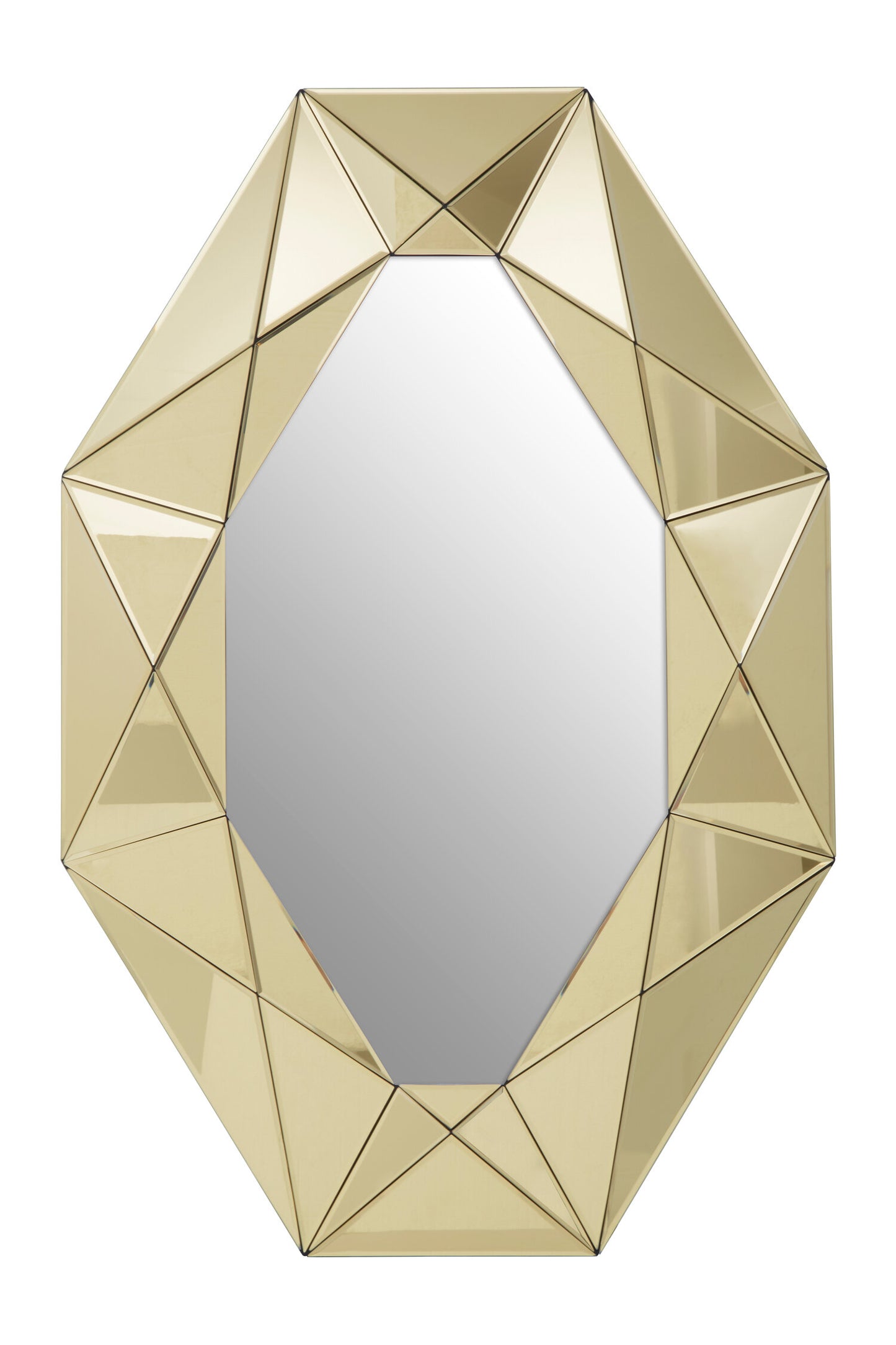Luxe Faceted Gold Frame Wall Mirror