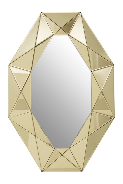 Luxe Faceted Gold Frame Wall Mirror
