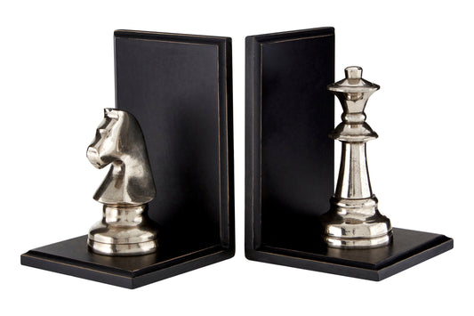 Davenport Set of 2 Silver Chess Piece Bookends | Bali & Blue