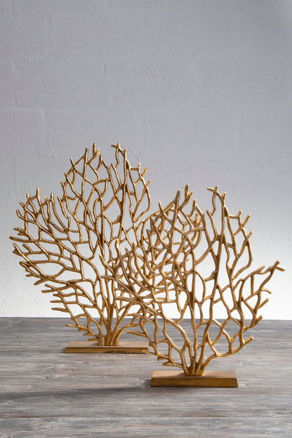 Luxe Decor Small Silver Coral Metal Sculpture