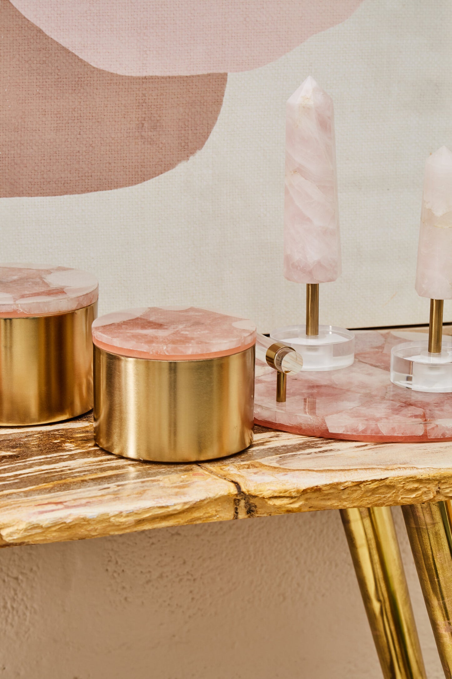 Luxe Decor Pink Gold Obelisk Modern Sculpture