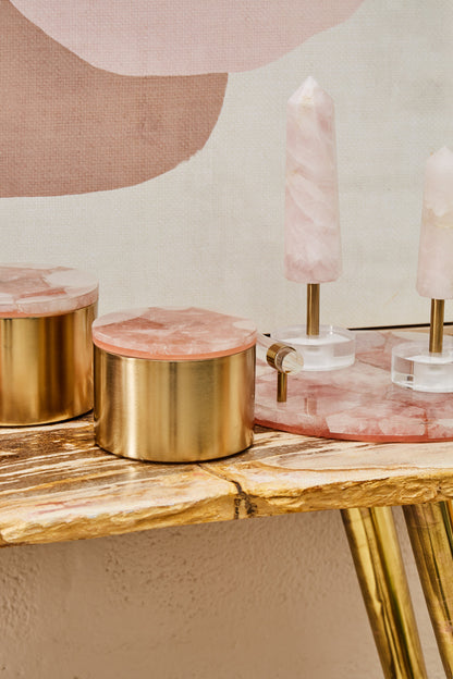 Luxe Decor Pink Gold Obelisk Modern Sculpture