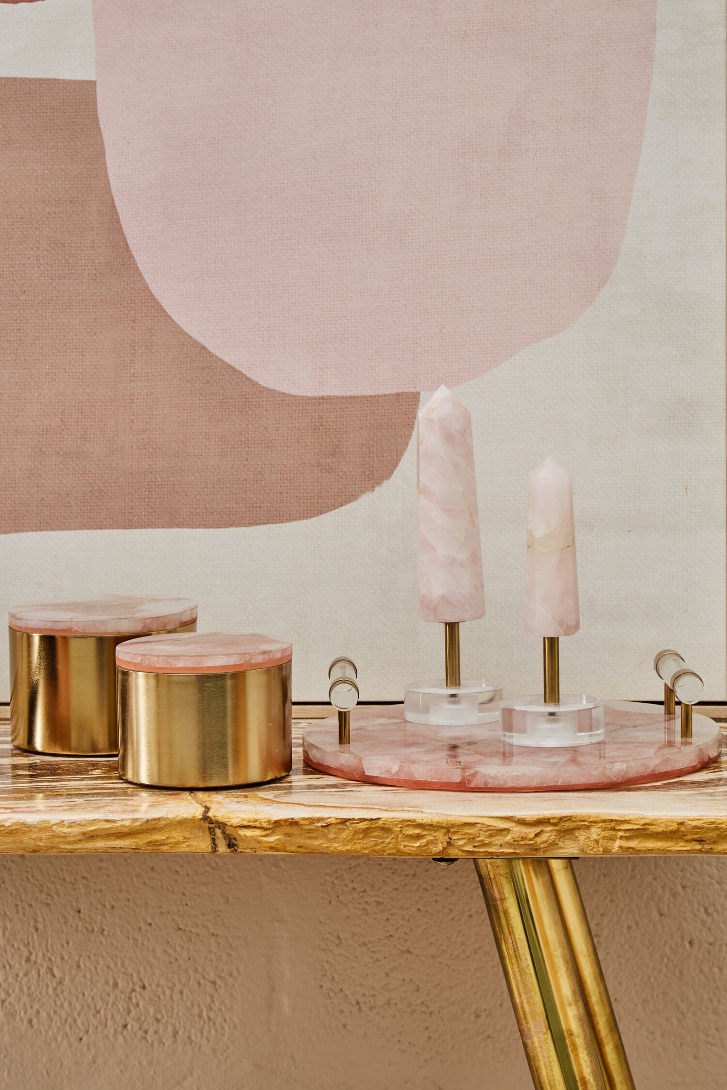 Luxe Decor Large Pink Gold Obelisk Sculpture