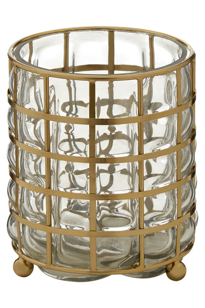 Shanel Small Gold Wireframe Hurricane Candle Holder