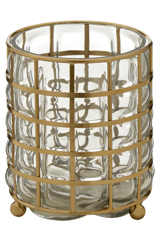 Shanel Small Gold Wireframe Hurricane Candle Holder