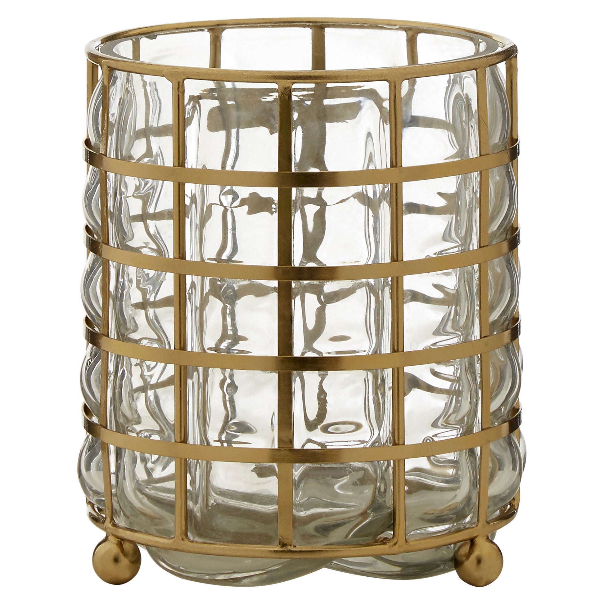 Shanel Small Gold Wireframe Hurricane Candle Holder | Bali & Blue