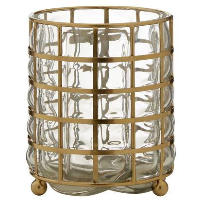 Shanel Small Gold Wireframe Hurricane Candle Holder | Bali & Blue