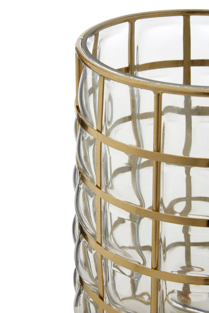 Shanel Medium Gold Blown Glass Hurricane Candle Holder