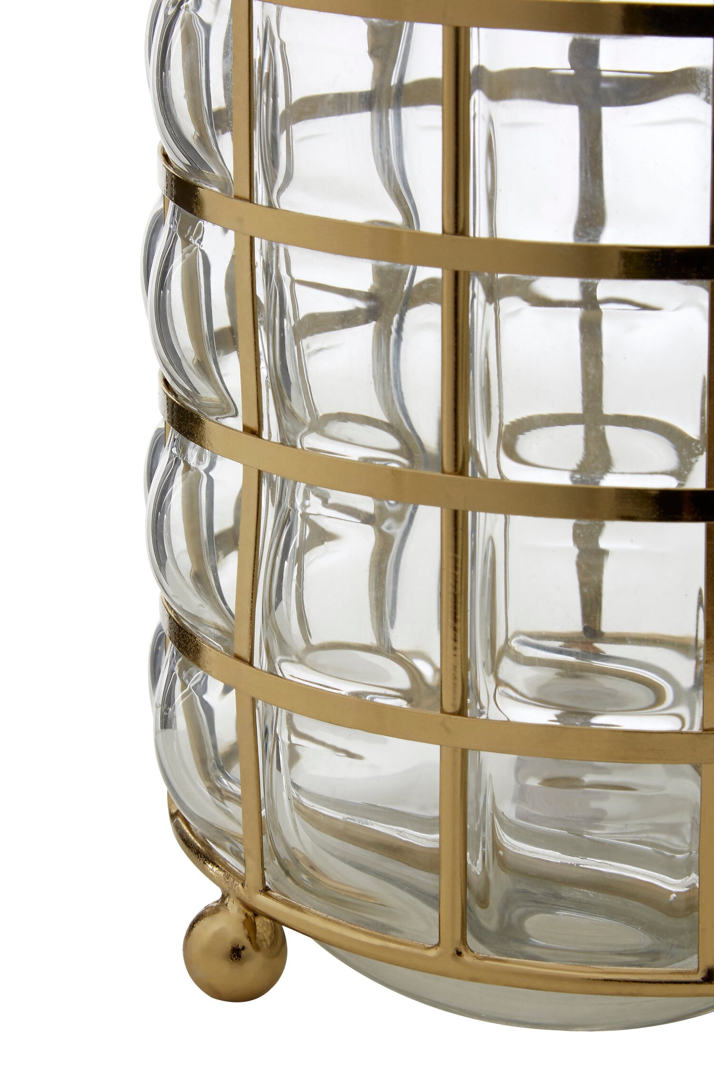 Shanel Medium Gold Blown Glass Hurricane Candle Holder