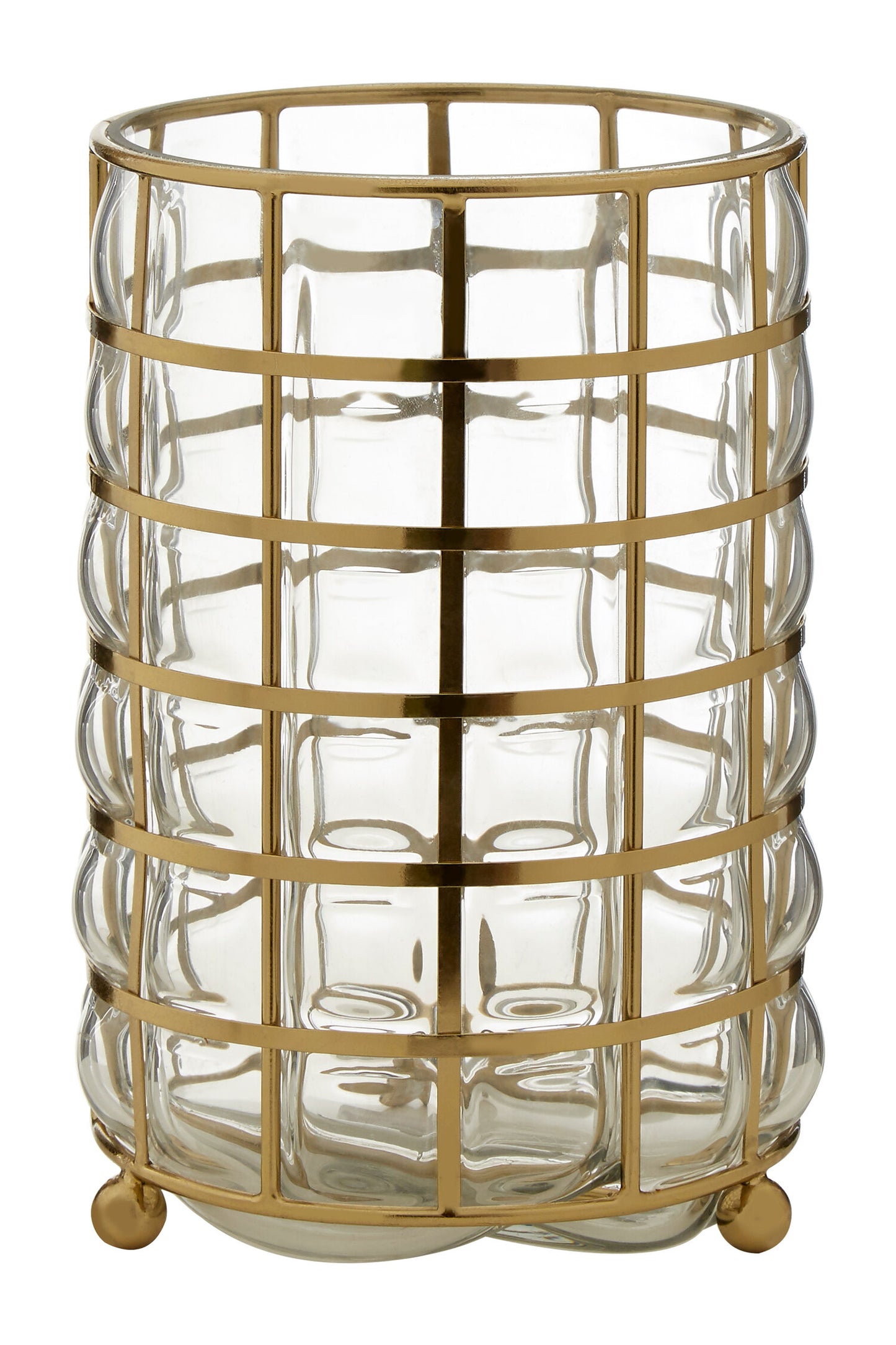 Shanel Medium Gold Blown Glass Hurricane Candle Holder | Bali & Blue