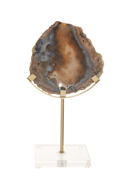 Luxe Decor Black Gold Agate Modern Sculpture | Bali & Blue