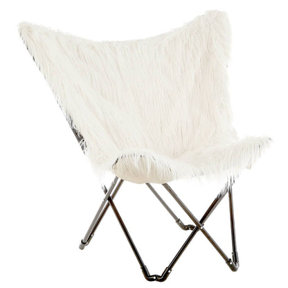 Heidi Industrial White Faux Fur Folding Butterfly Armchair