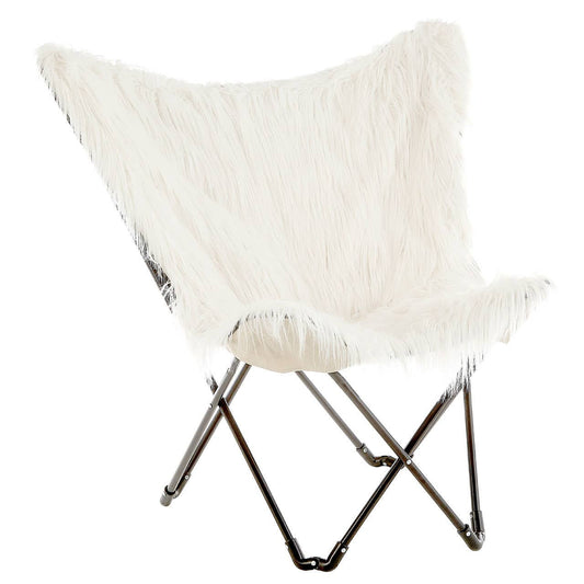 Heidi Industrial White Faux Fur Folding Butterfly Armchair