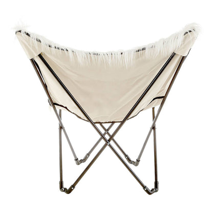 Heidi Industrial White Faux Fur Folding Butterfly Armchair