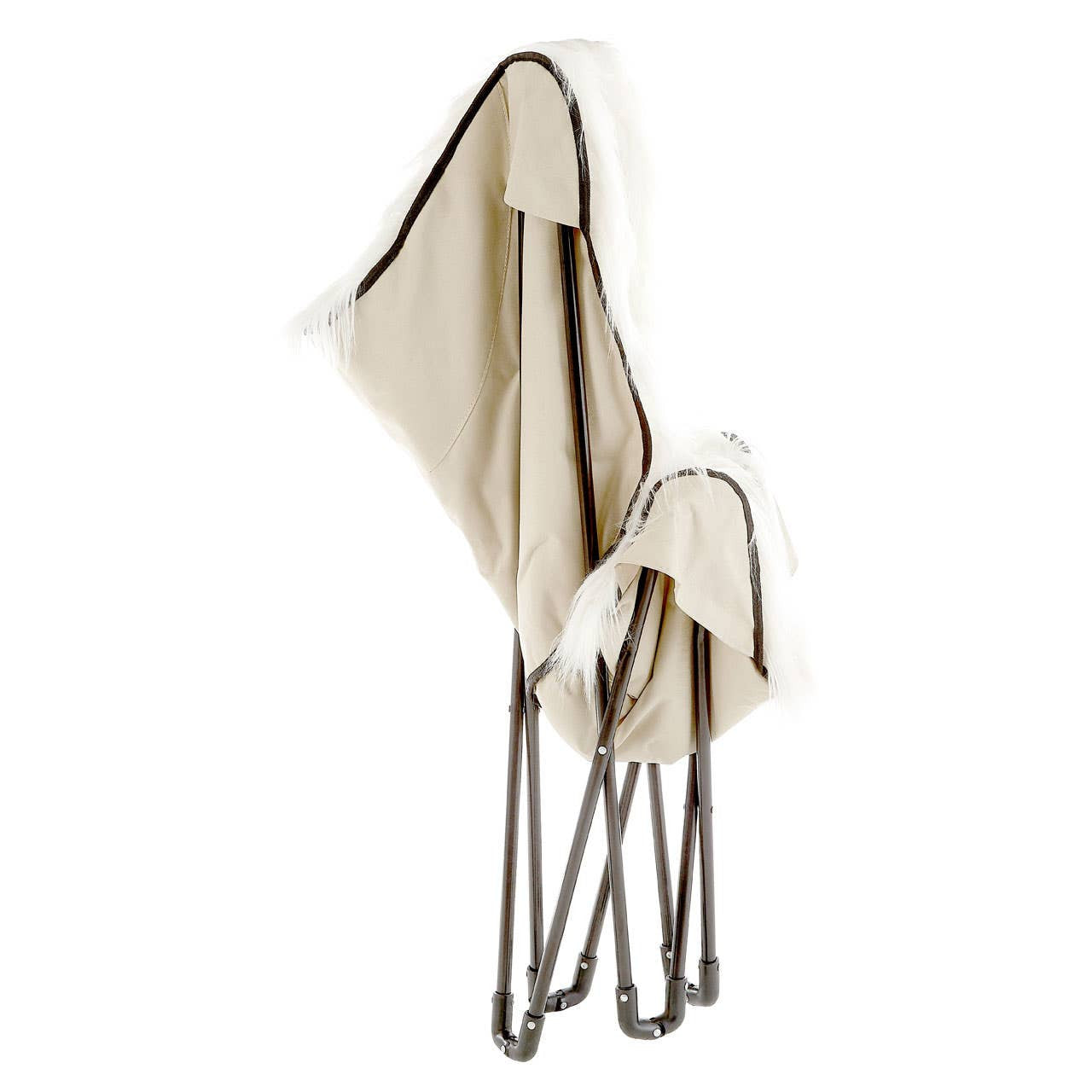 Heidi Industrial White Faux Fur Folding Butterfly Armchair