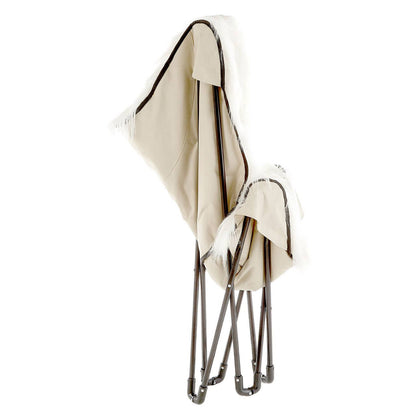 Heidi Industrial White Faux Fur Folding Butterfly Armchair