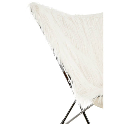 Heidi Industrial White Faux Fur Folding Butterfly Armchair