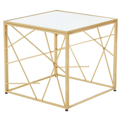 Dubai Industrial Gold Side Table with Mirror Top