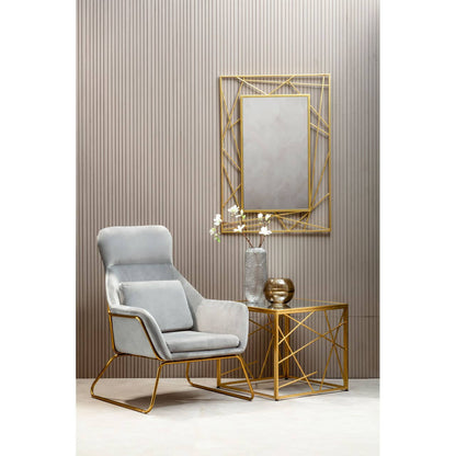 Dubai Industrial Gold Side Table with Mirror Top