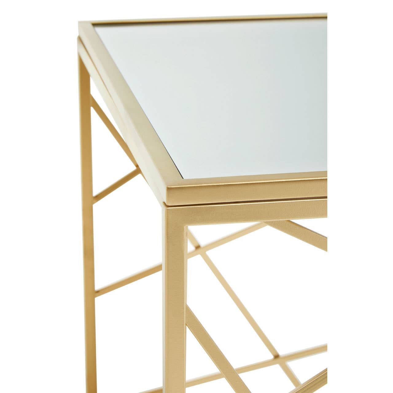 Dubai Industrial Gold Side Table with Mirror Top