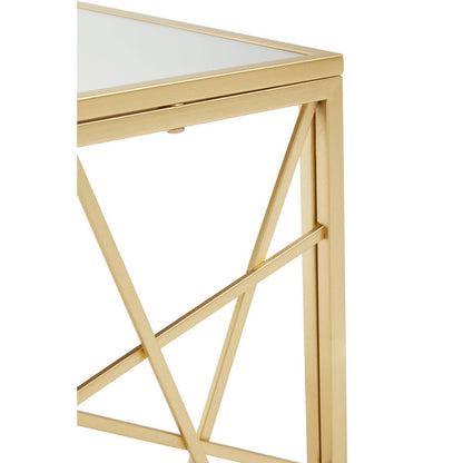Dubai Industrial Gold Side Table with Mirror Top