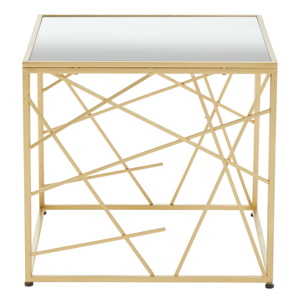Dubai Industrial Gold Side Table with Mirror Top