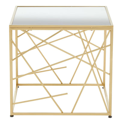 Dubai Industrial Gold Side Table with Mirror Top