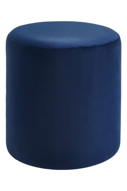 Lafayette Midnight Blue Velvet Round Pouffe
