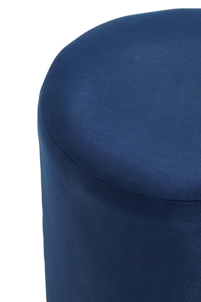 Lafayette Midnight Blue Velvet Round Pouffe